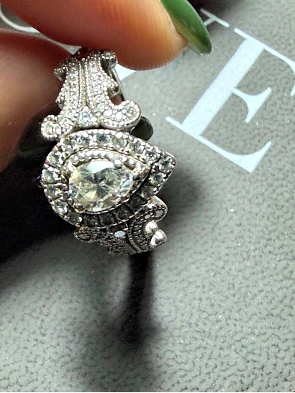 Vera Wang Love Collection Pear-Shaped Double Halo Engagement Ring